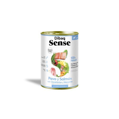 Lata Dibaq Sense Grain Free Salmón y Pavo para cachorros