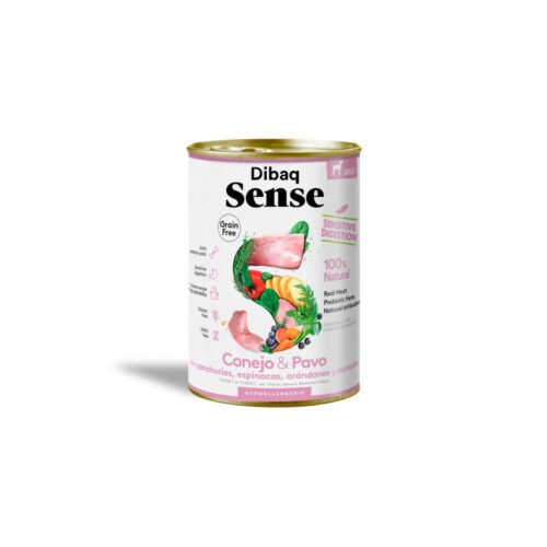 Lata de comida húmeda Dibaq Sense Sensitive Conejo y Pavo para perros adultos