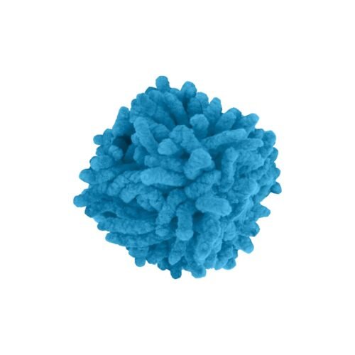 Detalle de la textura de microfibra del juguete KONG Cat Active Moppy Ball color azul