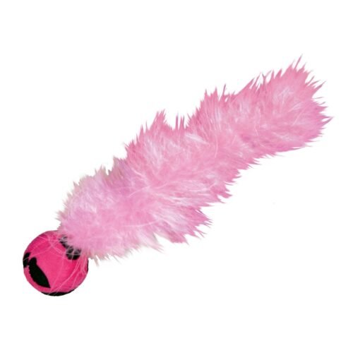 Juguete KONG Cat Active Wild Tails rosa con cola de plumas larga y cascabel