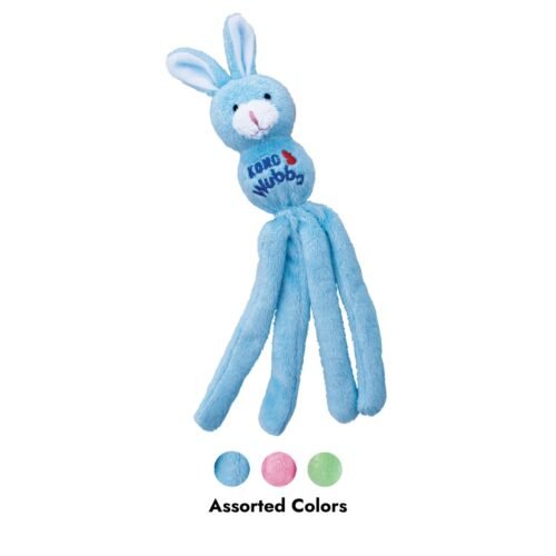 Juguete KONG Cat Wubba Bunny disponible en colores azul, rosa y verde