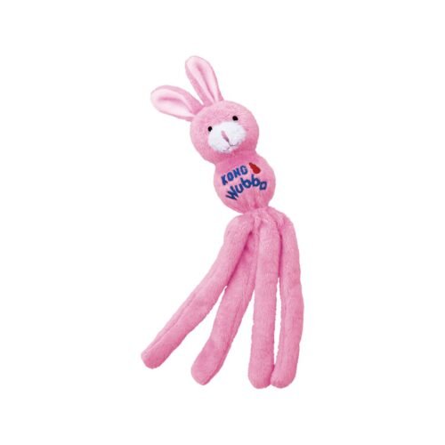 KONG Cat Wubba Bunny rosa, juguete interactivo con sonajero y crujidos