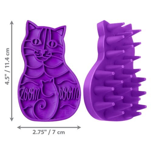 Infografía de dimensiones del KONG Cat ZoomGroom con medidas de 11.4 cm de alto