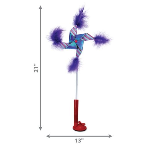 Infografía de dimensiones del KONG Connects Switch Teaser Pinwheel con 21 pulgadas de alto y 13 de ancho