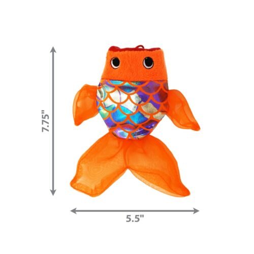 Infografía con las dimensiones del juguete para gatos KONG Crackles Gulpz