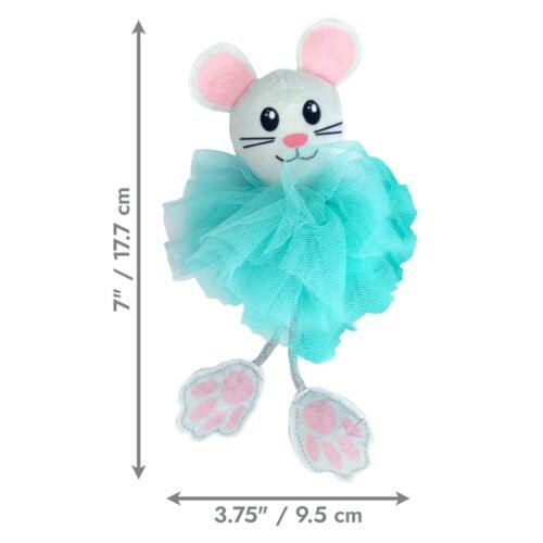 Medidas del juguete para gatos KONG Flingaroo Tutu azul en pulgadas y cm