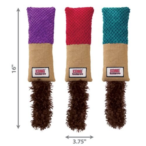 Infografía de dimensiones y medidas del juguete KONG Kickeroo Cuddler