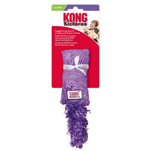 Juguete KONG Kickeroo Kitten purpura con diseño de cebra