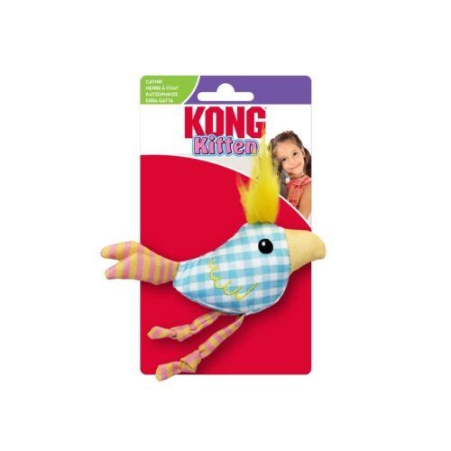 Juguete KONG Kitten Chirpz Chick Assorted pollito azul en su presentación de venta