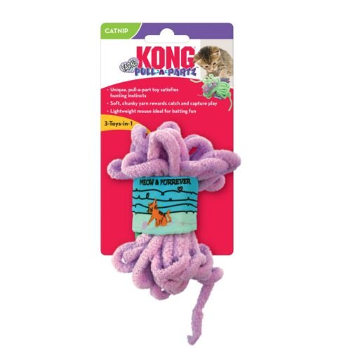 Juguete para gatos KONG Pull-A-Partz Yarnz Assorted en su empaque original con catnip