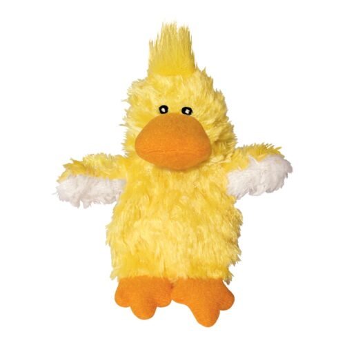 Peluche amarillo para gatos KONG Refillables Duckie con textura de felpa suave y compartimento para catnip