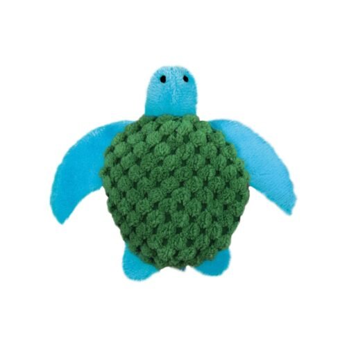 Juguete de peluche azul y verde KONG Refillables Turtle con textura suave para gatos