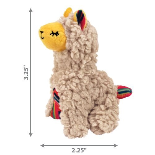 Dimensiones del juguete KONG Softies Buzzy Llama de 3.25 pulgadas de alto