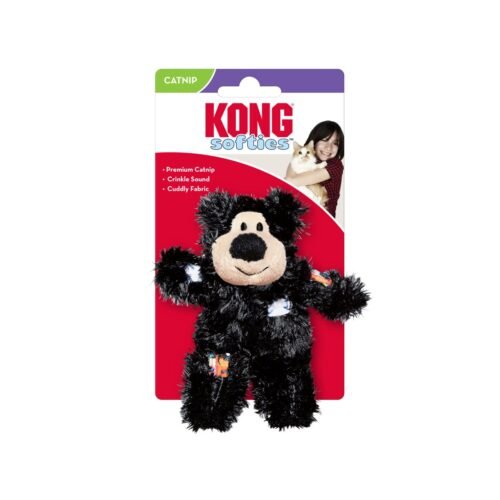 Juguete para gatos KONG Softies Patchwork Bear en su empaque original con catnip