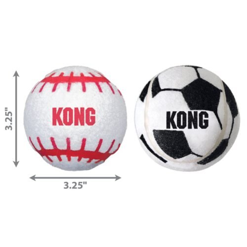 Medidas de 3.25 pulgadas de diámetro para las pelotas KONG Sport Balls Assorted Lg
