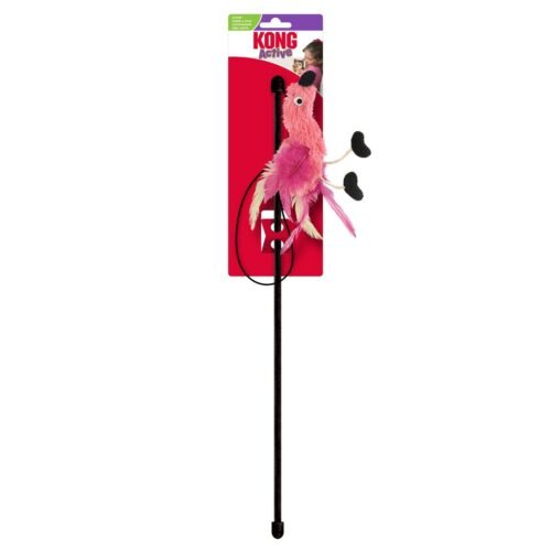 Juguete KONG Teaser Feather Assorted modelo flamenco rosa con plumas y catnip