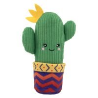 Peluche para gatos KONG Wrangler Cactus con cuerpo de pana verde y detalles bordados