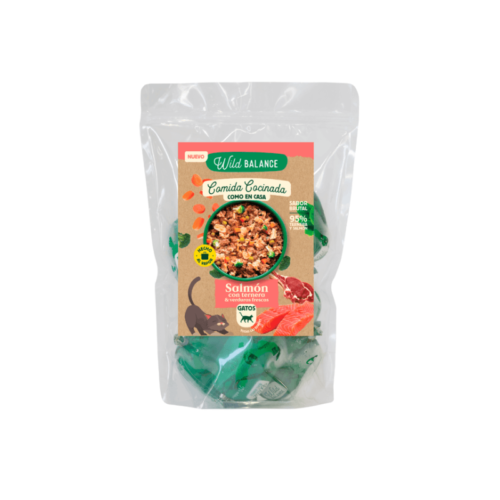 Wild Balance Comida Cocinada de Salmón y Ternera para gatos pack 10 unidades